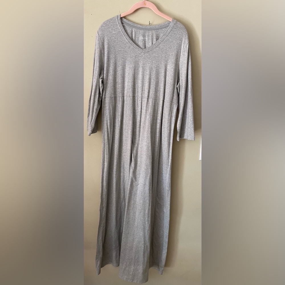 Denim & Co. Gray Long Sleeve Maxi Dress M